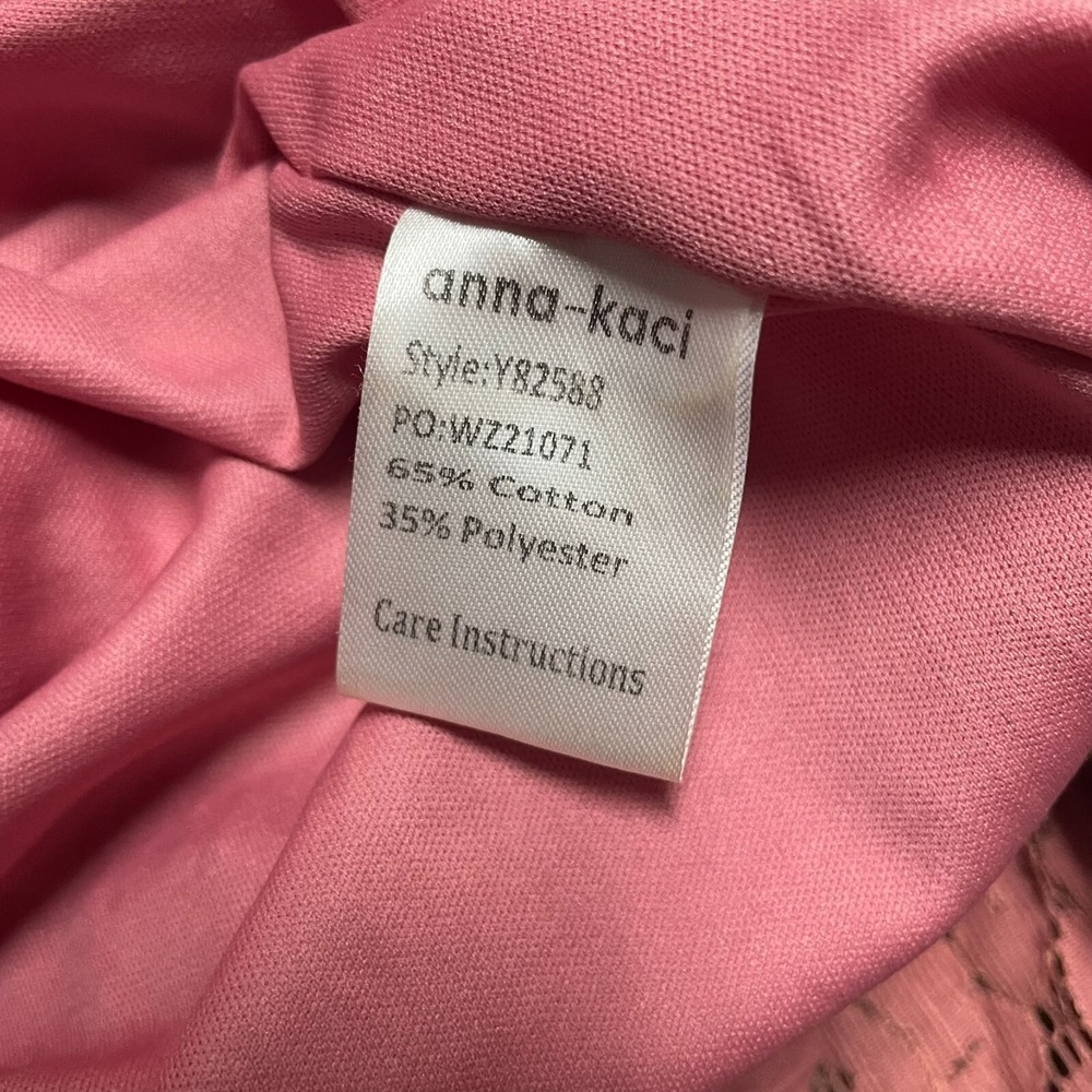 ANNA-KACI Sz XL Milkmaid Y2K Babydoll Dress Lace Sleeve/Trim Swiss Dot Smocked - Picture 9 of 11